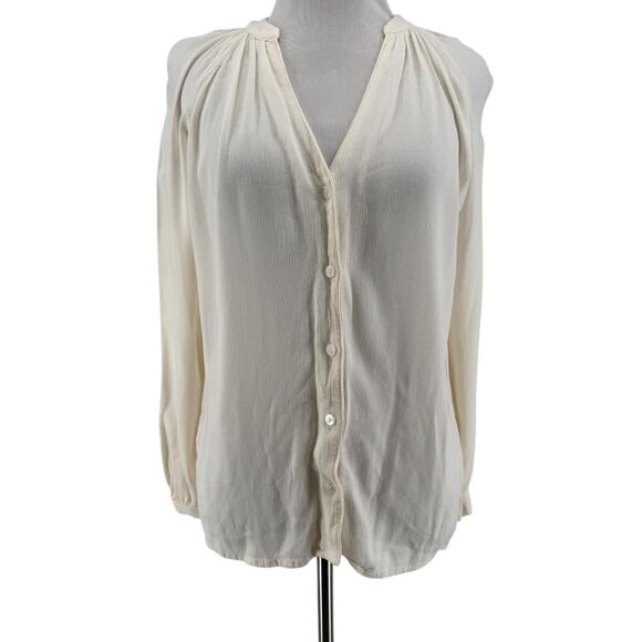 Old Navy Tops - Old Navy Women's Cream Long Sleeve‎ Drapey Blouse Size XS